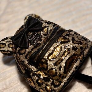Loungefly Black and Gold Sequin Leopard Backpack